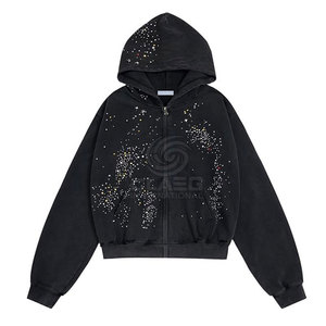 Nuevo diseño de manga larga con diamantes de imitación sudaderas con logotipo personalizado Precio al por mayor sudaderas con diamantes de imitación - Product Image 1