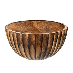 Grand saladier rond en bois d'acacia naturel, bol en bambou réutilisable pour décoration de Table de Restaurant et d'hôtel - Product Image 6