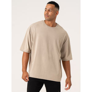 T-shirts Hip Hop d'été pour hommes, vente en gros, personnalisés de haute qualité 100% coton, T Shirt surdimensionné à épaules tombantes pour hommes - Product Image 6