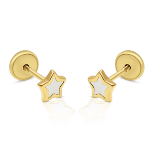 Pendientes de Moda con Estrella de Oro Sólido de 9K (Disponibles en 10K, 14K, 18K) para Mujeres, Niñas y Niños, con Cierre de Clip y Rosca, Hechos en España - Product Image 1