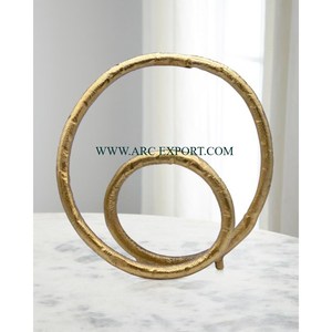 Round Shape Large Size Home Decorative Sculpture <b>Silver</b> and Golden Color Aluminum Pewter Casted and Stainless Steel Sculpture - Product Image 5