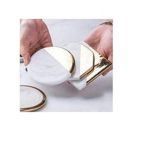 Best Quality Hexagonal <b>Marble</b> <b>Coaster</b> with Antique Design Custom Logo Mats & Pads - Product Image 6