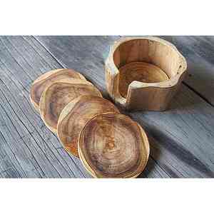 ถาดรองแก้วไม้ไผ่ทำมือดีไซน์ตามสั่งทำจากไม้วอลนัทดีไซน์ตามสั่ง - Product Image 2