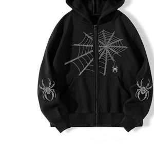 Sudaderas con diamantes de imitación Rhinestones All Custom Color Zipper Hoodie Transpirable y cómodo Rhinestones Hoodies para hombre - Product Image 4