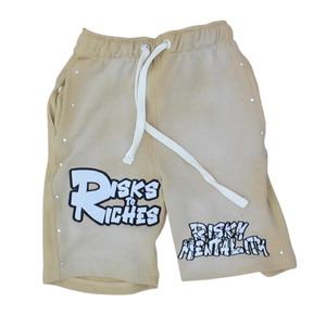 Custom Embroidery Vintage Cotton French Terry <b>Men's</b> <b>Shorts</b> With Drawstring Custom Acid Wash Printed Rhinestone <b>Men's</b> <b>Shorts</b> - Product Image 3