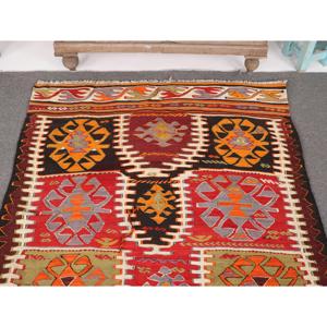Tapis turc vintage, tapis Kilim 4x6,1 pieds, tapis persan rouge orangé - Product Image 3