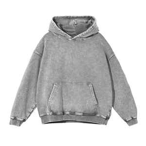 Sudadera con capucha informal de talla grande Vintage lavada de primera calidad, puño acanalado antiarrugas de algodón de peso pesado con bolsillo frontal, Jersey Unisex - Product Image 5