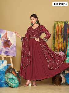 Vestido Anarkali de trabajo de secuencia de bordado de Georgette de imitación de diseñador más reciente de Fab Zone - Product Image 2