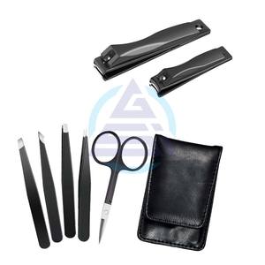 Ensemble de 5 pinces à épiler avec étui de voyage en cuir |   Ensemble de coupe-ongles personnalisé en gros, 2 pièces, avec étui en cuir - Product Image 1