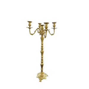 Embossed Design Candelabra for Wedding Centerpieces Decoration Antique Gold Floor Handmade <b>Candle</b> Stand for Christmas Decoration - Product Image 1