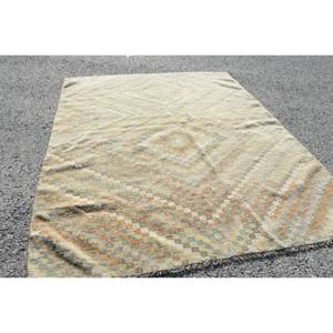 Alfombra étnica de lana Beige de 3,8x5 pies hecha a mano de estilo clásico turco Patchwork rectángulo diseño de pasillo alfombras de noche con respaldo de látex - Product Image 4