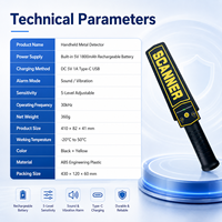 Detector de Metales Portátil con Sensibilidad Ajustable, Alarma de Sonido y Vibración para Control de Seguridad Pública