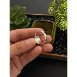 Navajo Handmade White Buffalo & Sterling Silver <b>Statement</b> <b>Ring</b> Size 8.25 Boho Hip Hop Style for Everyday Wear Natural Gemstone - Product Image 5