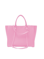 Tas Tote PU Pink Dengan Tali Rantai Warna Solid Desain Minimalis Untuk Penggunaan Sehari-hari Semua Musim Tas Tangan Wanita Katun Ramah Lingkungan Untuk Perjalanan