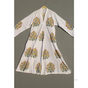 Women's V Neck Long Sleeve Printed Tunic <b>Dress</b> Indian Block Print Summer <b>Dress</b> Gift for Her - Product Image 2