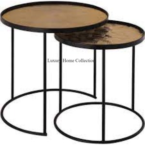 Table gigogne polie brillante de couleur argentée avec la forme ronde supérieure de mère de Peal - Product Image 3