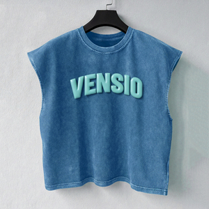 Chaleco sin mangas personalizado verano moda suelta ajuste Camiseta 100% algodón pesado camiseta High Street Tops para hombres - Product Image 2