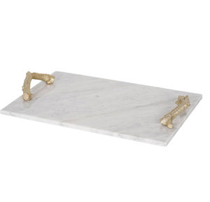 Plateau de service en marbre Décoration d'hôtel Plateau de service en marbre Poignée en laiton Design Artisanat Vente la plus vendue - Product Image 1