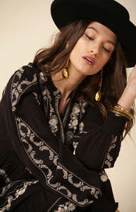 2024 élégant fête Maxi robe femmes broderie lourde à manches longues étage longueur concepteur doux Style tissé tissu modèle personnalisé - Product Image 4