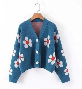 Cárdigan de Invierno para Mujer al por Mayor, Transpirable, 100% Algodón, Cuello Redondo, Estilo Urbano, Estampado Animal - Product Image 2