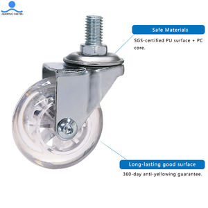 1,5 2 2,5 3 4 Zoll transparente PU-Räder Schwenkbarer Gewindes tiel mit Total Brake Bürostuhl <span class=keywords><strong>Castor</strong></span> Silent Furniture Caster Wheel - Product Image 4