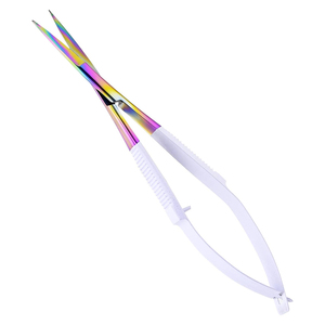 Ciseaux à sourcils en gros, couleur or et noir, lames droites et pointues, acier métallique, ciseaux à sourcils de beauté - Product Image 2