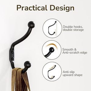 Unique Black <b>Wall</b> Mounted Aluminium Coat <b>Hooks</b> Hanger With Screw <b>for</b> Towel <b>Key</b> Robe Scarf Bag Cap Coffee Cups - Product Image 4