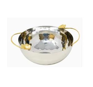 Bol en métal argenté de qualité supérieure avec poignée en champignon pour le service de collations et la décoration de table pour toutes les occasions d'événements - Product Image 1
