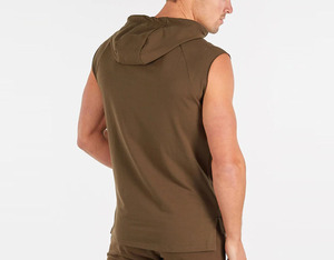 Vêtements de fitness OEM avec logo personnalisé pour hommes, sweats à capuche de gym sans manches, coupe ajustée, matériau respirant - Product Image 5