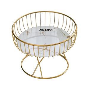 Cuencos decorativos de color blanco con soporte de color dorado Diseñador de lujo Cuencos decorativos para servir alimentos y frutas secas a bajo precio - Product Image 4