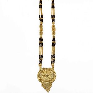 Venta al por mayor 24K Micro Gold Plated Long Pendant Mangalsutra, Tradicional Indian Long Mangalsutra, Micro Gold Plated Wedding Jewelry - Product Image 2