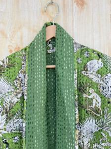 คอลเลคชั่นใหม่แจ็คเก็ตผ้าฝ้ายบุผ้าแคนธาวินเทจสำหรับผู้หญิงเสื้อโค้ทปักกระดุมแบบกลับด้านได้สไตล์อินเดียสำหรับฤดูใบไม้ร่วงขนาดพิเศษ - Product Image 3