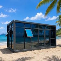 Maison de luxe en conteneur d'acier extensible de 20 pieds, moderne, avec murs vitrés panoramiques, villa modulaire préfabriquée pour complexe hôtelier