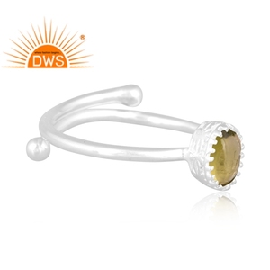 Latest Trending Fine Sterling Silver Natural Peridot Gemstone <b>Adjustable</b> <b>Ring</b> Custom Jewelry Manufacturer - Product Image 2