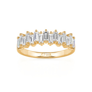 Jeulia Moissanite <b>Ring</b>-<b>Emerald</b> Cut Sterling Silver Women's <b>Band</b> - Product Image 3