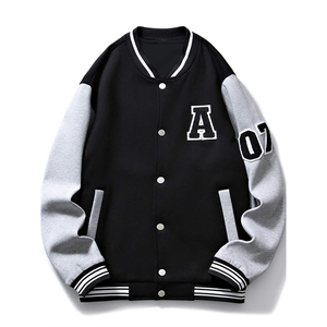 Vente en gros de vestes et manteaux universitaires unis pour hommes vestes noires brodées blouson aviateur à logo personnalisé - Product Image 1