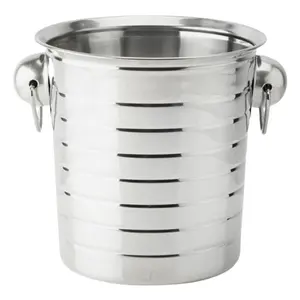 Cubo de cerveza de metal, contenedor de cubo, cubo de hielo de acero inoxidable con acabado brillante, Enfriador de vino y champán, cubo de hielo grande - Product Image 1