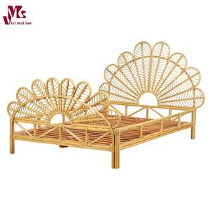 Wholesale Adjustable Height Craftsman Style Wicker <b>Single</b> Rattan <b>Bed</b> Frame Natural Furniture Made in Vietnam - Product Image 2
