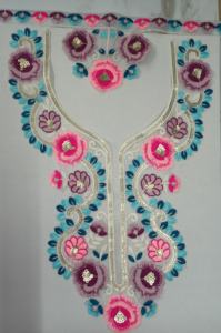 Dentelle de cou de broderie de paillettes élégantes sur le tissu net pour la couture Saree Blouse Kurti robe décolleté décoration couture - Product Image 4