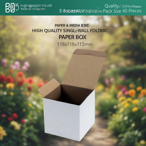 High Quality Single-Wall <b>Folding</b> Paper <b>Box</b> Automatic Bottom White Dimensions 118x118x115mm Quality 1.1E Pack Size 40 Pieces - Product Image 3