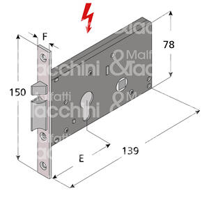 SERRURE ÉLECTRIQUE POUR BANDES 12V AC cylindre en forme de loquet réversible non inclus - Product Image 1