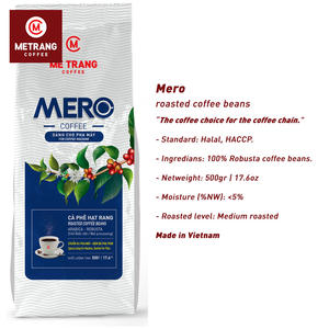 Grains de café Robusta de torréfaction moyenne 250g Boissons Arabica Mero Café en grains entiers du Vietnam emballé dans un sac - Product Image 2