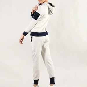 Women's XL XS Breathable Full <b>Zip</b> <b>Hooded</b> Tracksuit 65% Cotton 35% Polyester Custom Logo Winter Sets Cropped Style Washed Finish - Product Image 6