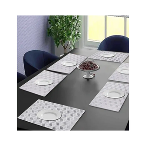 Marble Recycled Cotton Jacquard 260GSM Square <b>Table</b> Mat Soft Eco Finish Indian Made Certified Sustainable Wholesale Supply - Product Image 4
