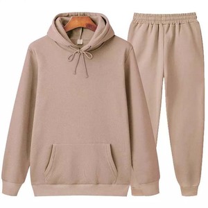 Ensemble de survêtement sportif hiver 2026 : sweat à capuche et pantalon, manches longues, décontracté, 100 % coton molletonné, personnalisable avec logo - Product Image 2
