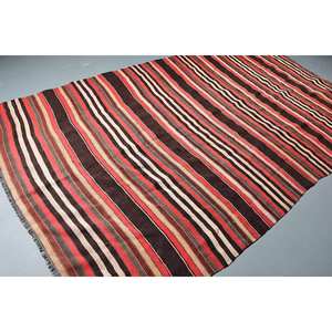 Rustic <b>Red</b> Brown Wool Rug 6 X 9.9 ft Abstract Patchwork Pattern <b>Latex</b> Backing Woven Technique for Living Room or Bedside - Product Image 2