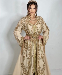 IMPRESIONANTE Y ELEGANTE BORDADO ZARI EN HERMOSO VESTIDO CAFTÁN CON CUENTAS DE CRISTAL EMBELLECIDAS, HILOS, PERLAS, TRABAJO DABKA @ 2024 - Product Image 1