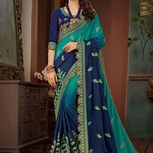 Le plus recherché indien traditionnel exclusif Georgette Saree Séquence Travail Sari Élégant Nuptiale Fêtes De Mariage Boutique Indienne - Product Image 4