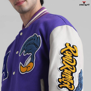 Breathable Plus Size Stylish Custom Winter Men Embroidery College <b>Baseball</b> <b>Bomber</b> <b>Jacket</b> Canvas 100% Cotton Windproof - Product Image 5