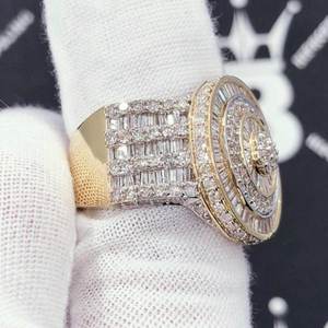 8.00 Carat <b>Ice</b> Out White Gold VVS Moissanite Round Cut Diamond Hip Hop Style Wedding <b>Ring</b> Men's 925 Sterling Silver - Product Image 2